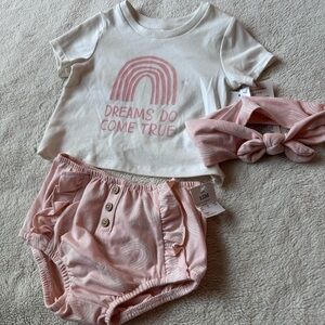 Cat & Jack Pink and White Rainbow Tee & Bloomers Set